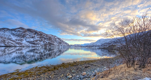 snow water norway clouds reflections bush fjord hdr 7xp d3s