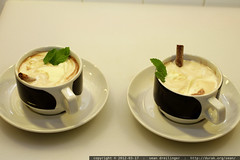Hot Chocolates with mint, mint leaves, cinnamon stic… 