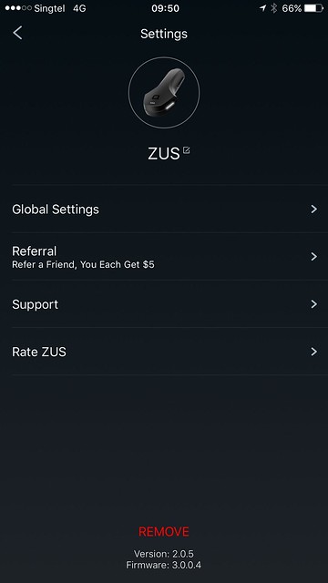 ZUS iOS App - Settings