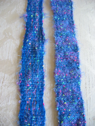 Blue hand woven Ashford's Knitter's Loom Scarf