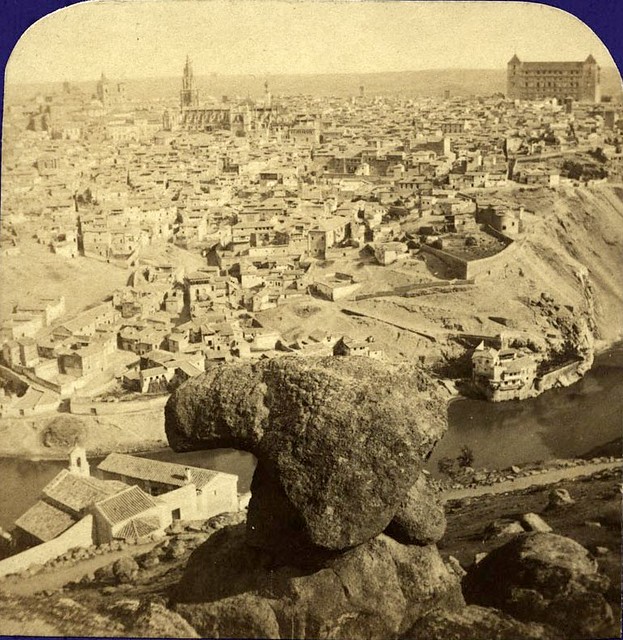 Vista desde la Piedra del rey Moro. Fotografía estereoscópica de Jean Andrieu en 1868 con número de serie 2646