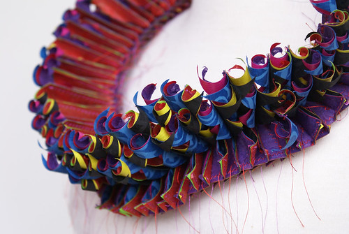 stitched and coiled paper necklace