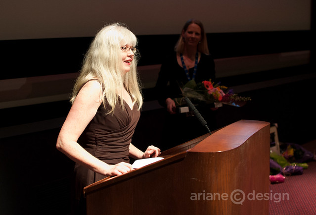 Wendy D accepts Sharon Gibbon Lifetime Member Award