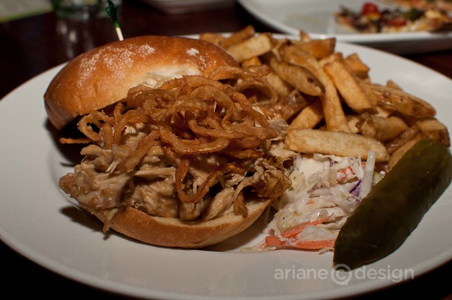 Pulled beer can chicken sandwich