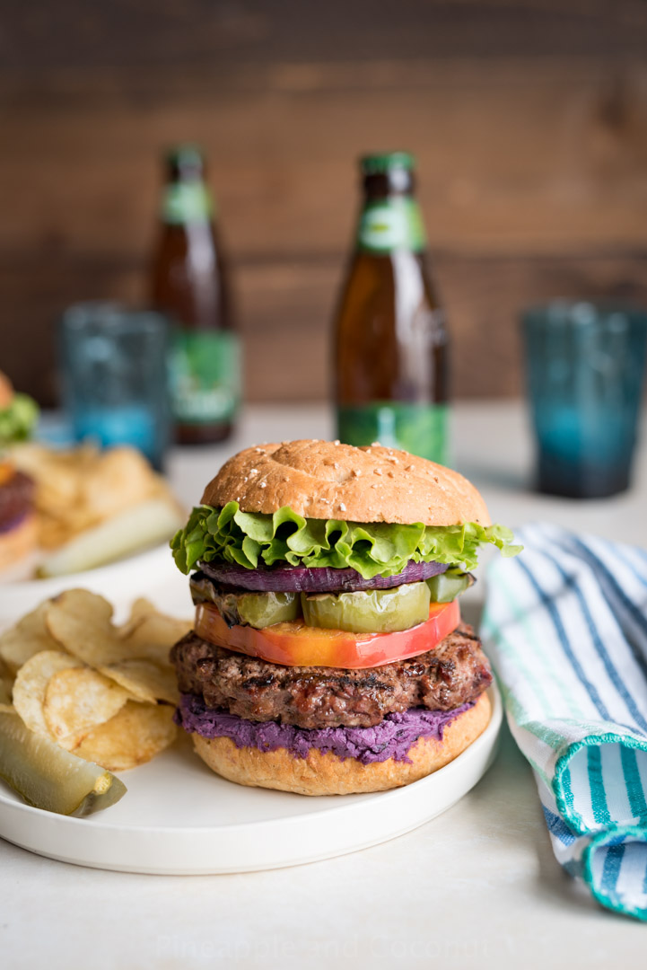 Blueberry Goat Cheese Grilled Bison Burgers Photo www.pineappleandcoconut.com