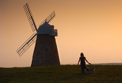 Girl and Dog at Halnaker Windmill