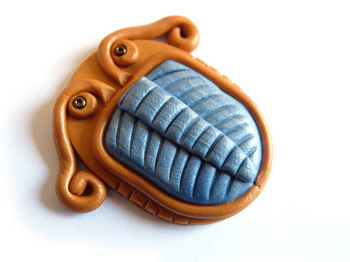 trilobite pendant made out of sculpey and fimo polymer clay