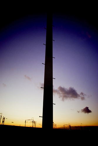 blue sunset sky orange cloud silhouette pentax zipper telephonepole km
