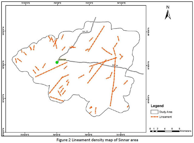 Lineament density map of Sinnar area