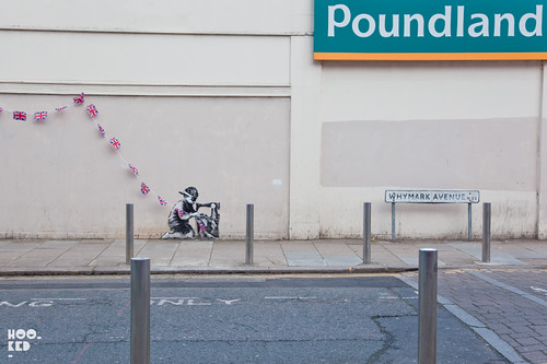 Pictures of the new London Banksy Sewing Boy - Diamond Jubilee piece