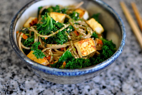 Soba Noodles with Kale, Tofu, and Furikake