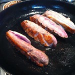 Duck breast, cut in halves, sear quickly on all sides
