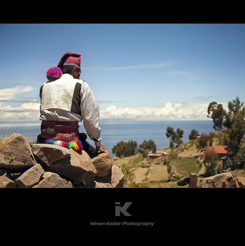 lake man peru laketiticaca landscape island andes colourful puno taquileisland traditionalclothes taquileño alwaysexc