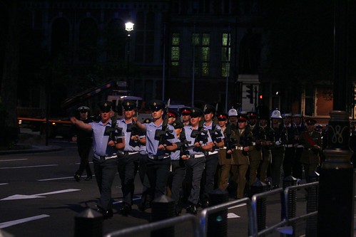 Soldiers marching along Whitehall at 4am this morning.