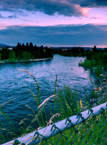 sunset water river spokane hdr