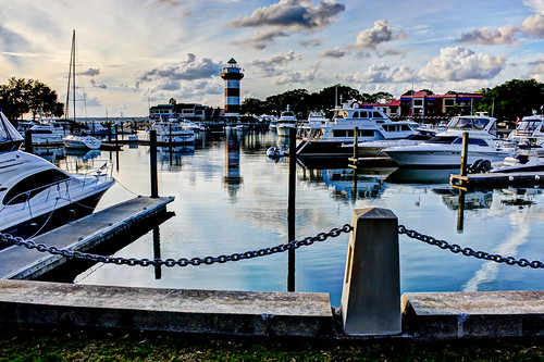 sunset lighthouse water clouds canon boats island harbor town day harbour dusk head south hilton jeremy carolina duguid 50d jeremyduguid pwpartlycloudy