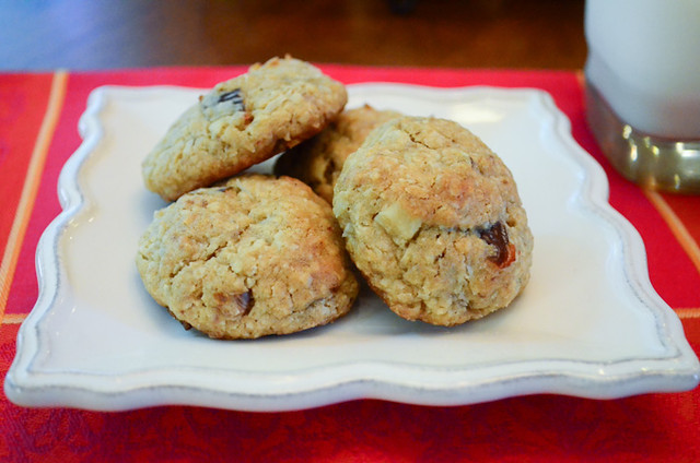 A plate of Oatmeal Coconut Date Cookies.