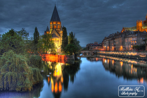 world life street city light urban france reflection travelling art church monument nature water architecture night canon point geotagged outside temple photography eos lights evening high europe view dynamic lumière hometown matthieu cathédrale h pont range hdr protestant metz 2012 moselle moyen