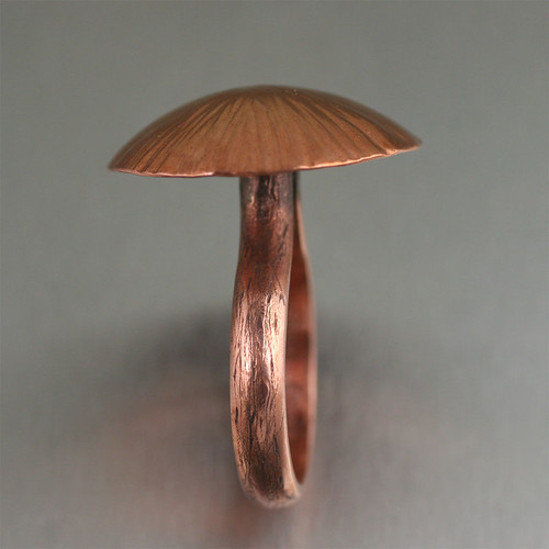 Handmade Copper Portobello Mushroom Ring - Side View 2
