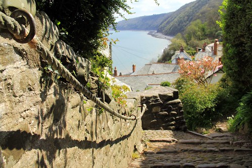 cliff water coast seaside village harbour steps devon coastline hillside cobbles clovelly steep wooded