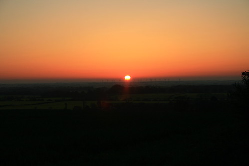 orange sun sunrise glow wind farm villages lincolnshire marsh wolds