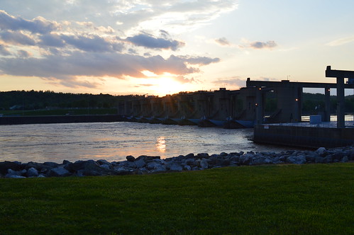sunset ohio river dam belleville wv westvirginia