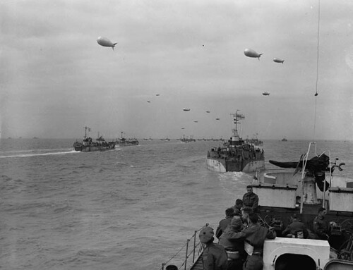 Invasion craft en route to France on D-Day