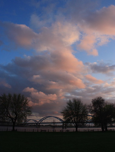 park bridge sunset water clouds canon river mississippi iowa xsi