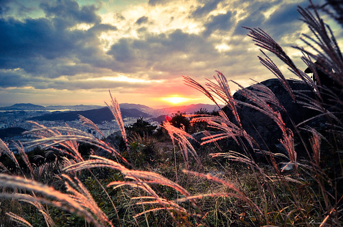 travel sunset mountain south korea busan jangsan