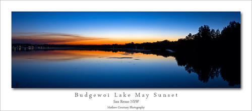 sunset lake water silhouette nsw