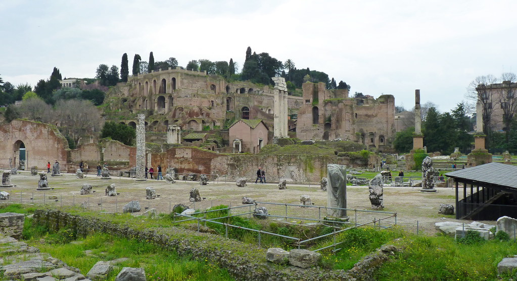 rome - roman forum - basilica aemilia view to palatine hill