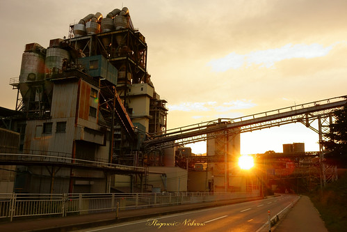 sunset sun sunlight sunshine factory 岩手県 sunbeams settingsun 大船渡市 太平洋セメント大船渡工場