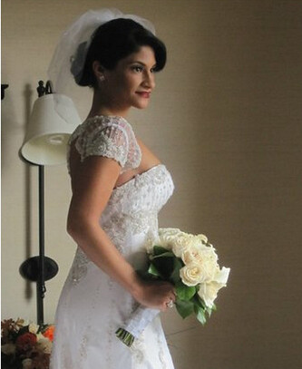 Bridal Styles Bride Stephanie wearing her fly away veil