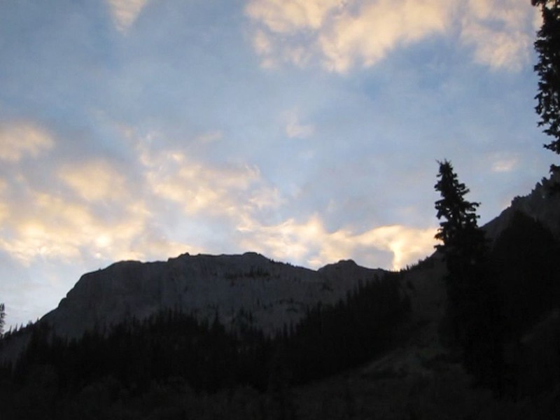Sunset over Mystic Peak from the ML22 Campsite