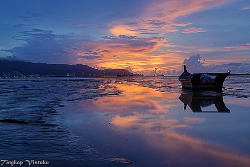 sunset sea beach water landscape boat penang hdr ef24105f4lis 5dmarkiii