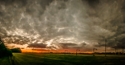 light sunset panorama sun clouds airport hdr