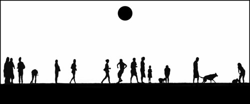 sunset people dogs monochrome silhouettes canine cameo minimalism humans