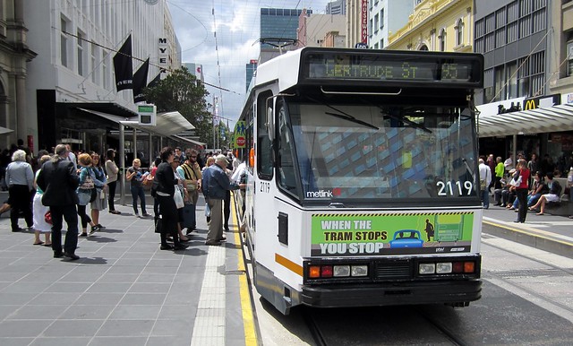 Melbourne tram in Bourke Street on route 95