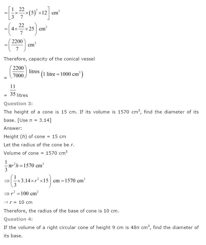 NCERT Solutions For Class 9 Maths Solutions Chapter 13 Surface Areas and Volumes PDF Download
