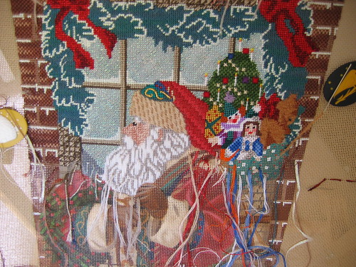 Santa tapestry stocking WIP April 2012