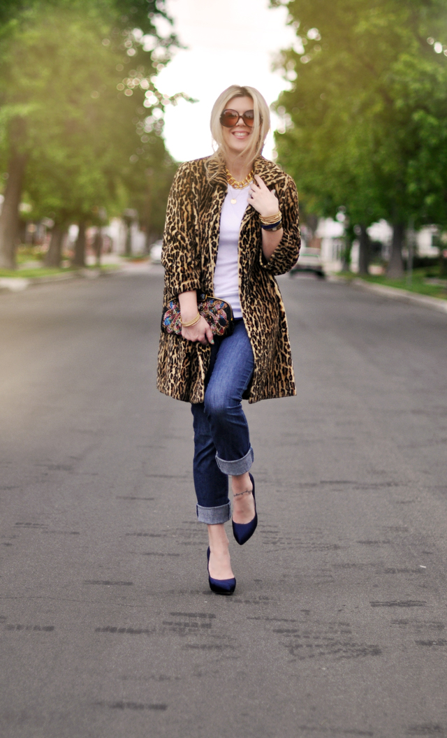 Leopard Coat -jeans- vintage accessories