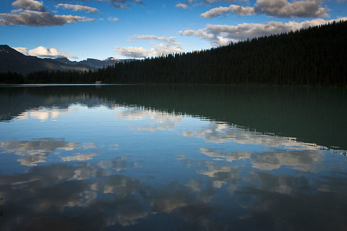 park light lake canada evening day clear louise national banff