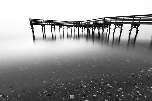 park morning blackandwhite reflection beach water monochrome silhouette sunrise dawn pier sand maryland cpc chesapeake calvert chesapeakebay calvertcounty 123bw flagponds