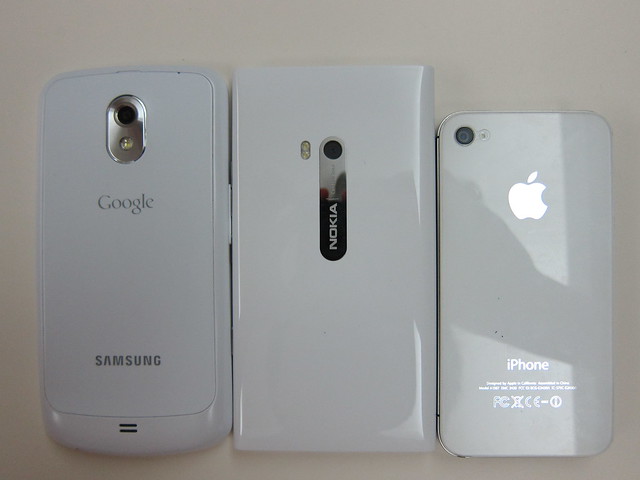 Three Phones That I Bring Out Everyday (Galaxy Nexus, Lumia 900, iPhone 4S) - Back View