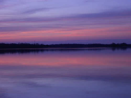 sunset sky lake reflection water evening horizon
