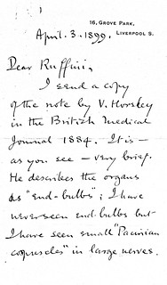 Sherrington to Ruffini - 3 April 1899 (WCG 48.10)