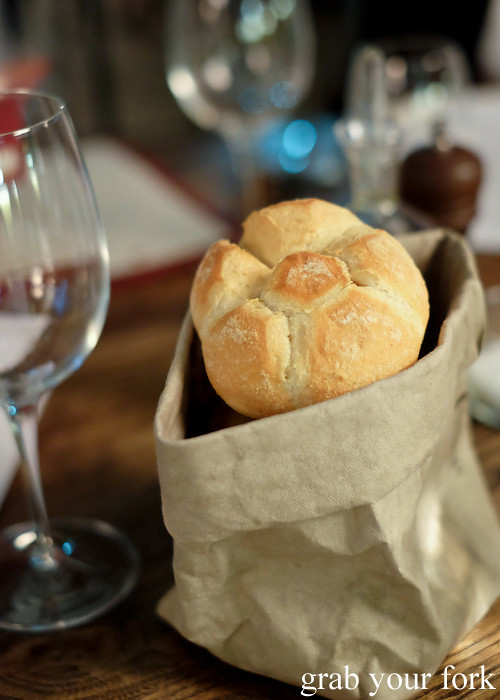 Complimentary rosetta bread rolls at Bar Machiavelli in Rushcutters Bay