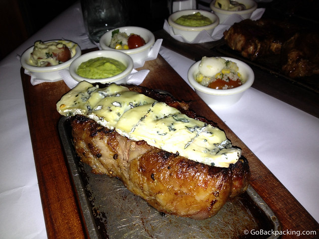 Steak with blue cheese at La Cabrera in Buenos Aires