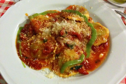 Spinach and Ricotta Ravioli with Tomato Sauce and Mint