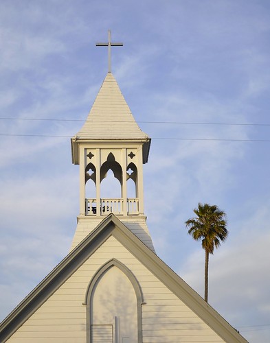 california church palm steeple sunset